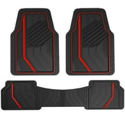Genuine Dickies 3 Piece Durasport Black and Red Rubber Floor Mat, 80037WDC