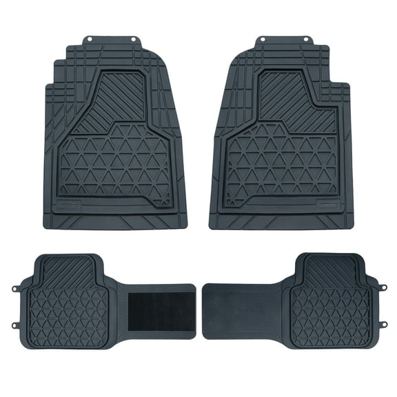 Genuine Dickies 3 Piece Rubber Floor Mat Set Adjustable Rear Mats Black, 88100WDI