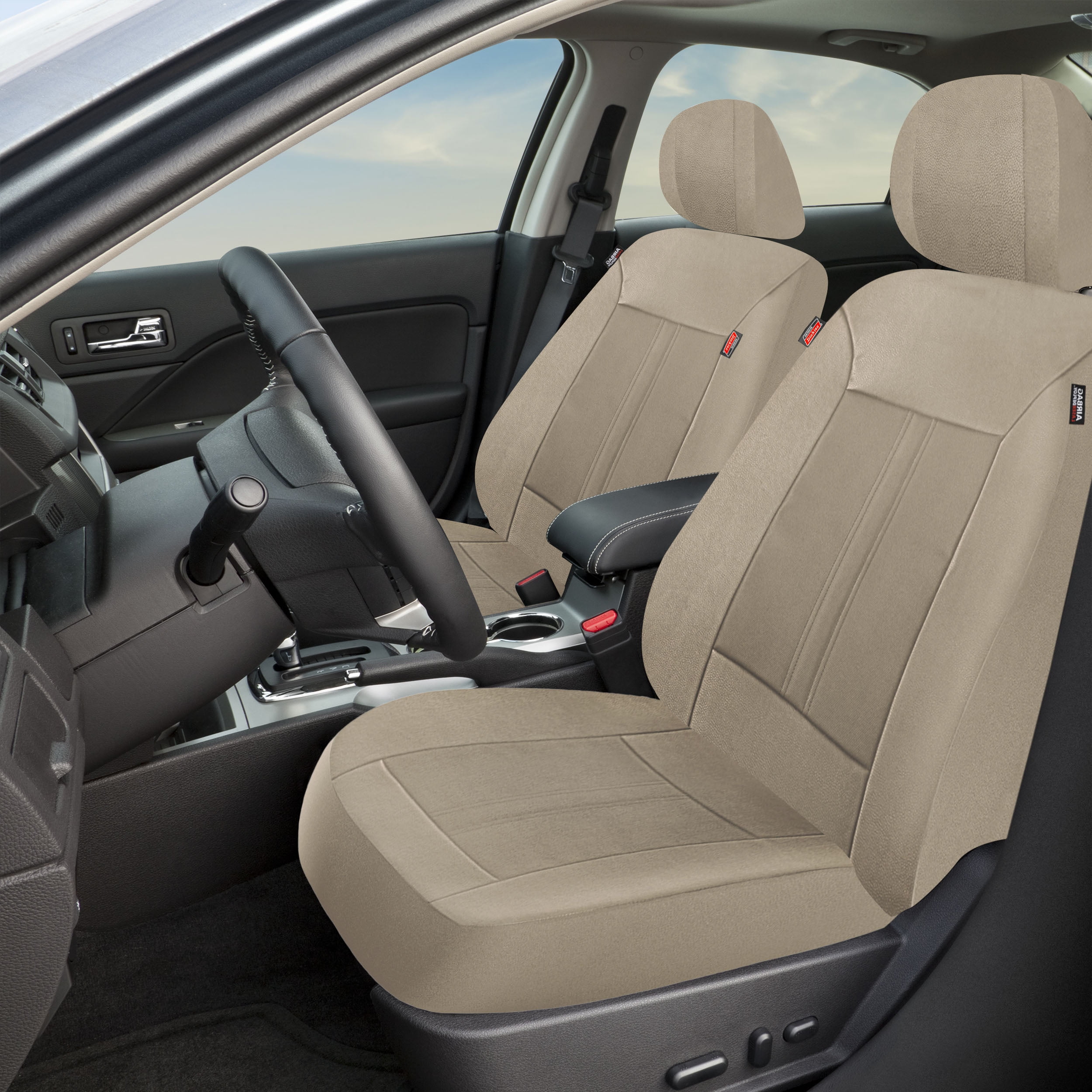 Genuine Dickies 3-Piece Tan Seat Covers, Vegan Leather, Padding, Easy ...