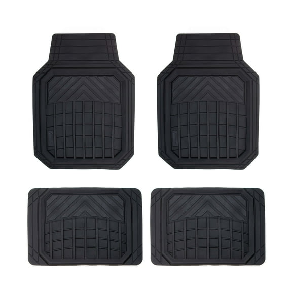 Genuine Dickies 4-Piece Deep Tray Rubber Floor Mat Set Black, 80101WDI