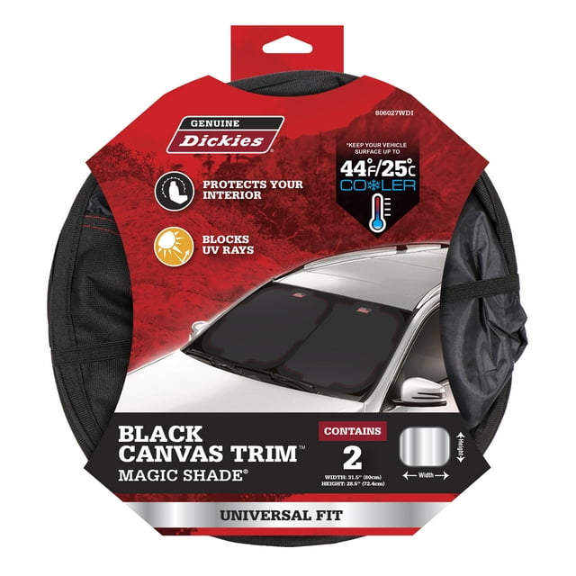 Genuine Dickies Canvas Trim Twist Auto Sunshades Universal Fit, Black