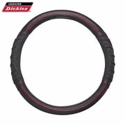 Genuine Dickies DuraSport Vegan Leather Steering Wheel Cover, Black and Red, Fits 14.5-15.5 in