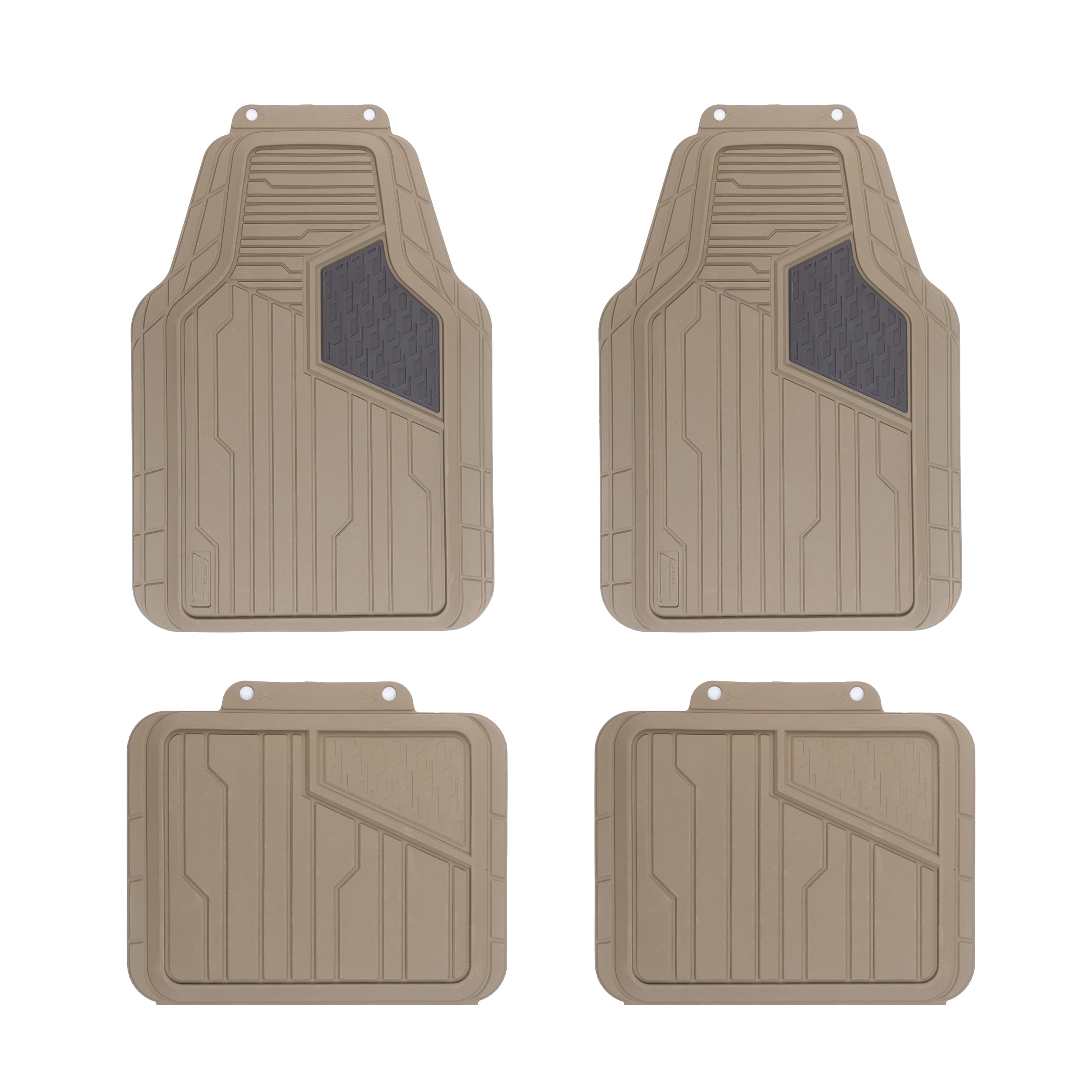 Genuine Dickies Four Piece Two Tone Rubber Floor Mats, Tan and Brown
