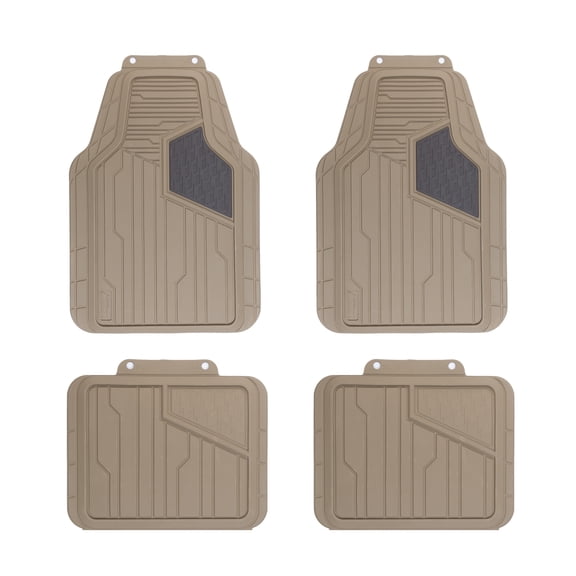 Genuine Dickies Four Piece Two Tone Rubber Floor Mats, Tan and Brown
