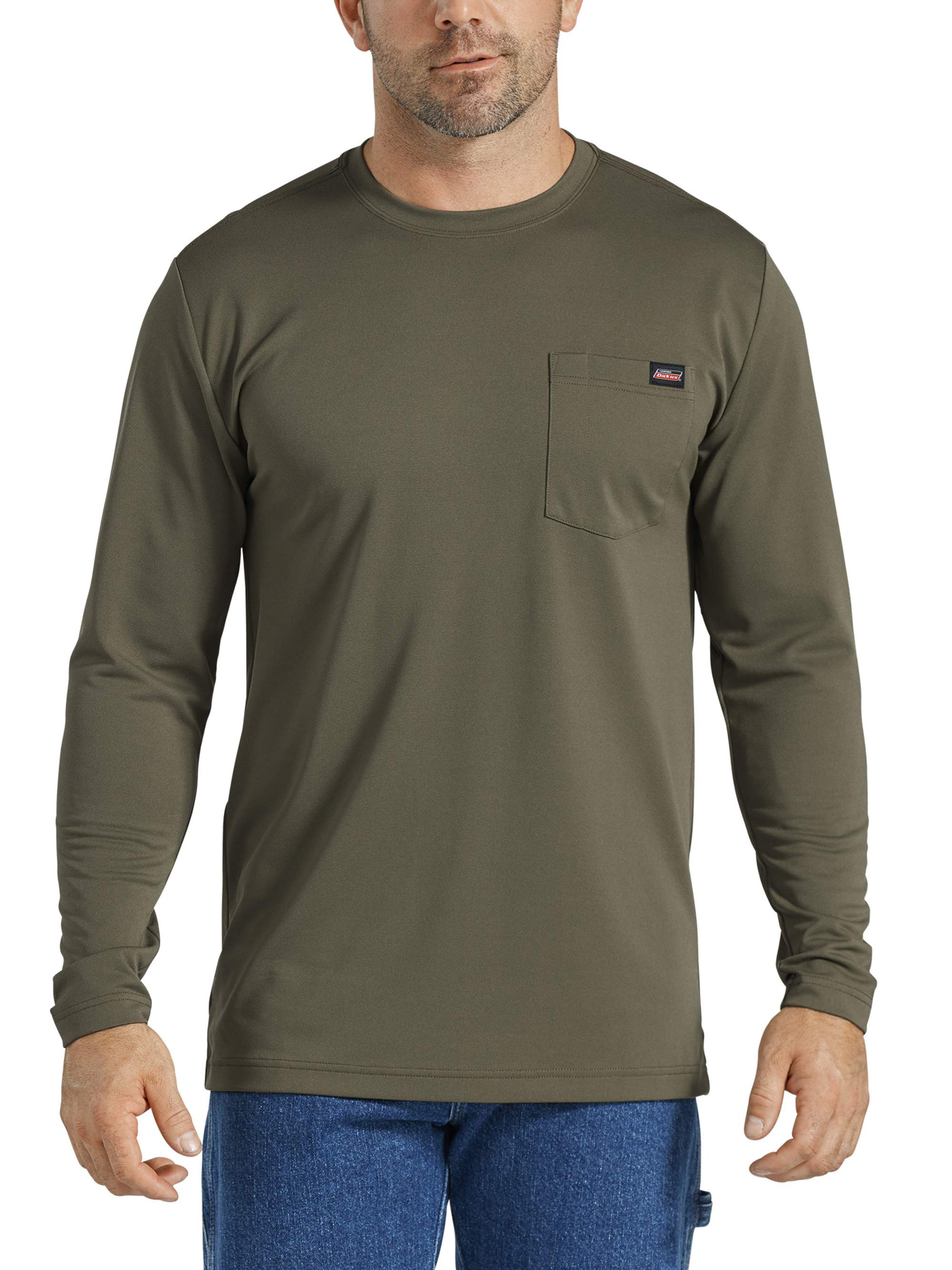 Dickies Maglietta Lavoro Uomo Manica Lunga Peso Massiccio Girocollo - Baltic Blue Single Dye Heather, Taglia Large US - Cotone Jersey Con Cuciture Nastro