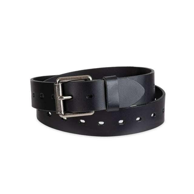 Genuine Dickies Men's Black Fully Adjustable Perforated Leather Belt (Regular and Big & Tall Sizes)