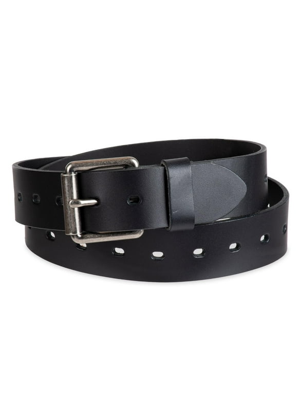 Genuine Dickies Men's Black Fully Adjustable Perforated Leather Belt (Regular and Big & Tall Sizes)