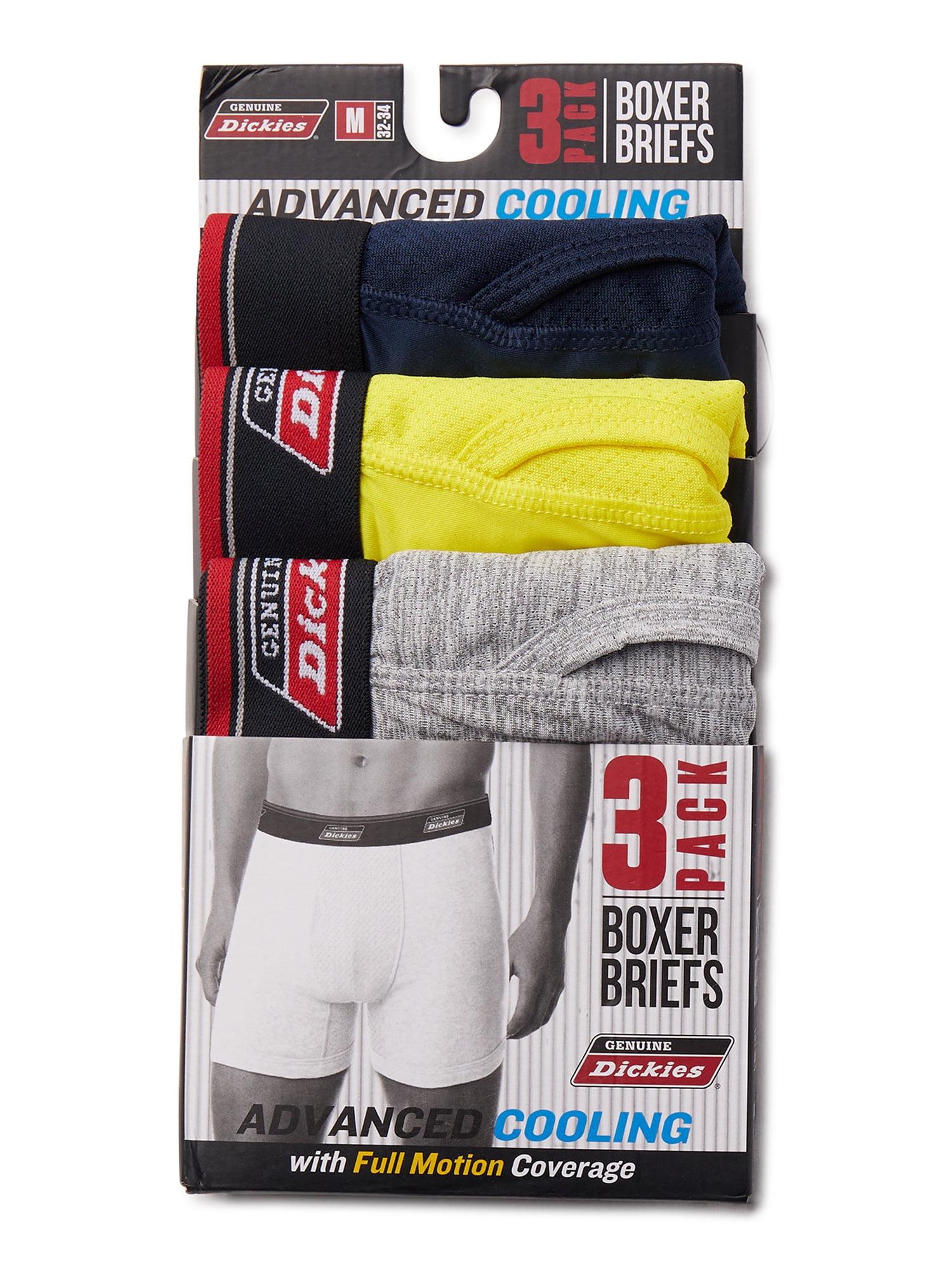 Dickies Boxer Briefs Men Underwear M 32-34 Advanced Cooling 3-Pack Black  Gray