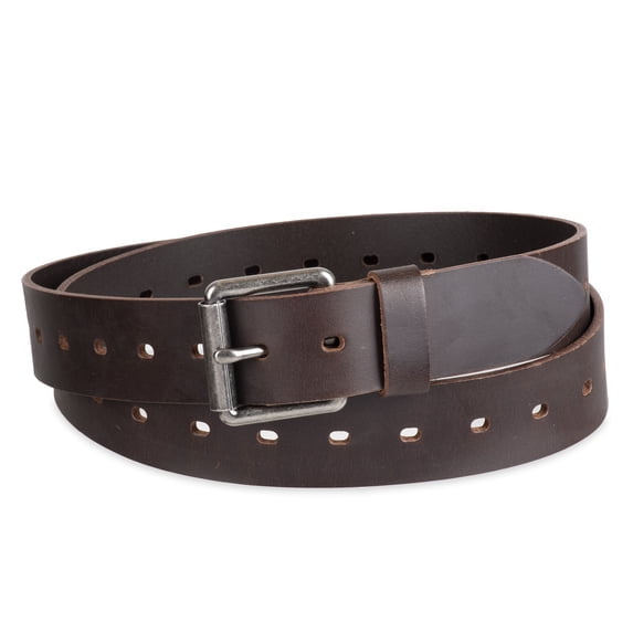 Genuine Dickies Men's Brown Fully Adjustable Perforated Leather Belt (Regular and Big & Tall Sizes)