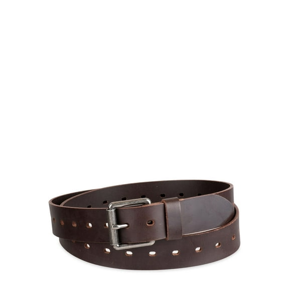 Genuine Dickies Men's Brown Fully Adjustable Perforated Leather Belt (Regular and Big & Tall Sizes)