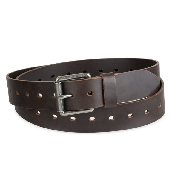 Genuine Dickies Men's Brown Fully Adjustable Perforated Leather Belt (Regular and Big & Tall Sizes)