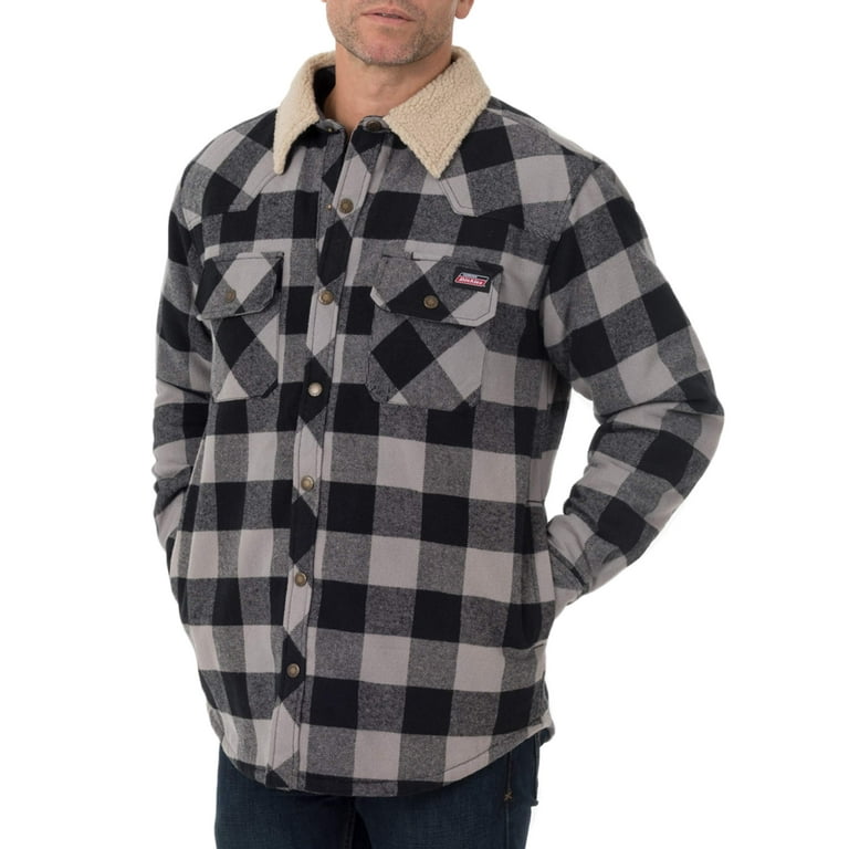 Genuine Dickies Men s Buffalo Twill Shirt Jacket with Sherpa Collar Walmart