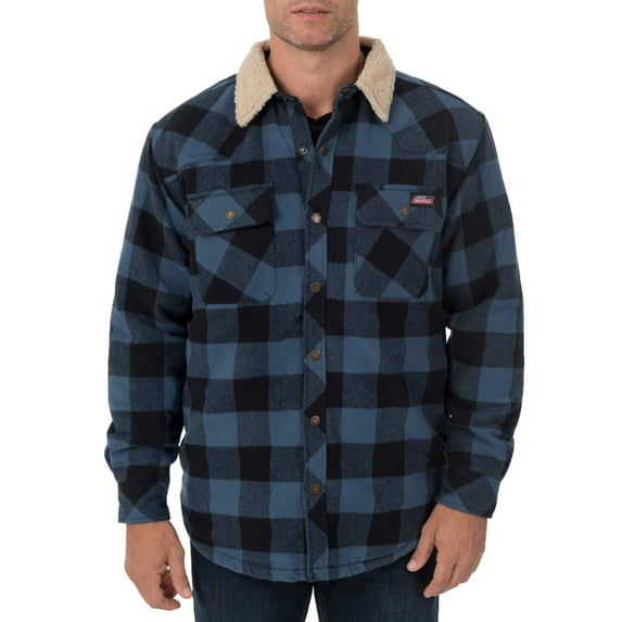 Genuine Dickies Men's Buffalo Twill Shirt Jacket with Sherpa Collar