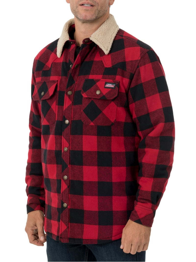 Genuine Dickies Men's Buffalo Twill Shirt Jacket with Sherpa