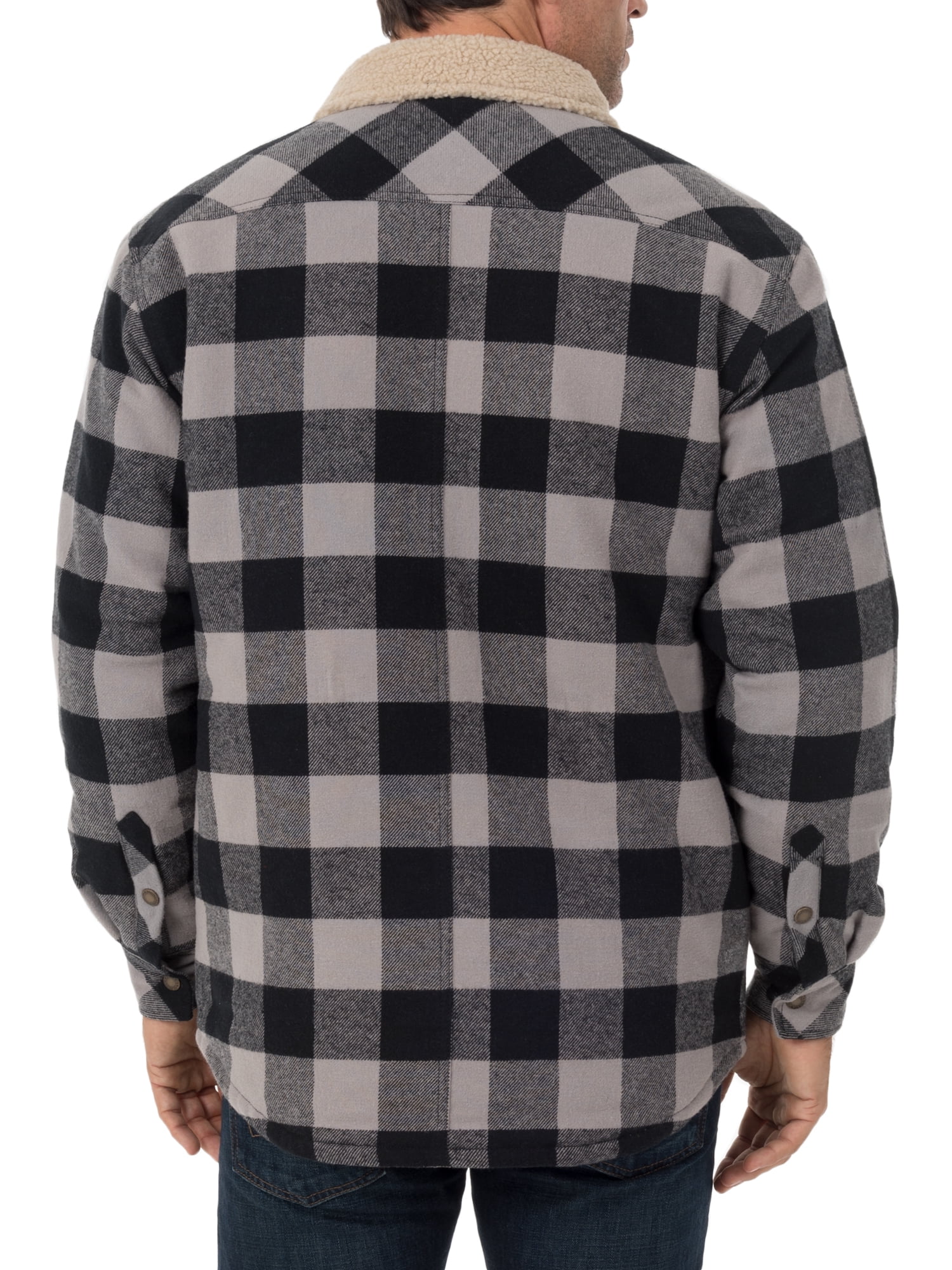 Genuine Dickies Men's Buffalo Twill Shirt Jacket with Sherpa Collar