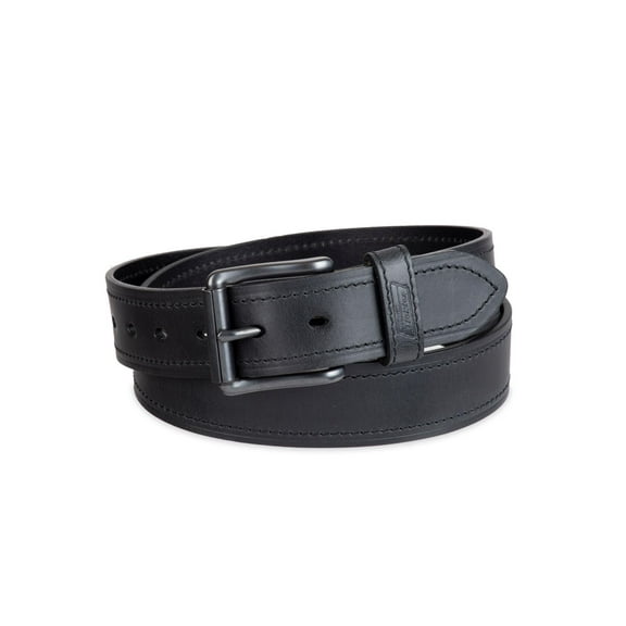 Genuine Dickies Men's Casual Black Leather Work Belt with Roller Buckle (Regular and Big & Tall Sizes)