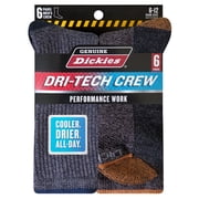 Genuine Dickies Men's Dri-Tech Crew Socks, 6-Pack