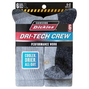 Genuine Dickies Men's Dri-Tech Crew Socks, 6-Pack