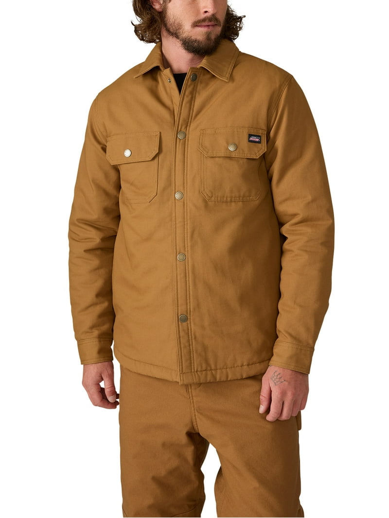 Genuine Dickies Men's Flannel Lined Canvas Shirt Jacket - Walmart.com