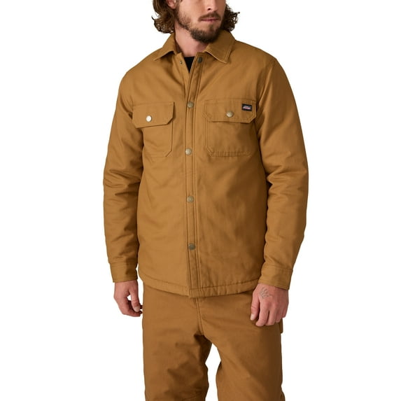 Genuine Dickies Men's Flannel Lined Canvas Shirt Jacket