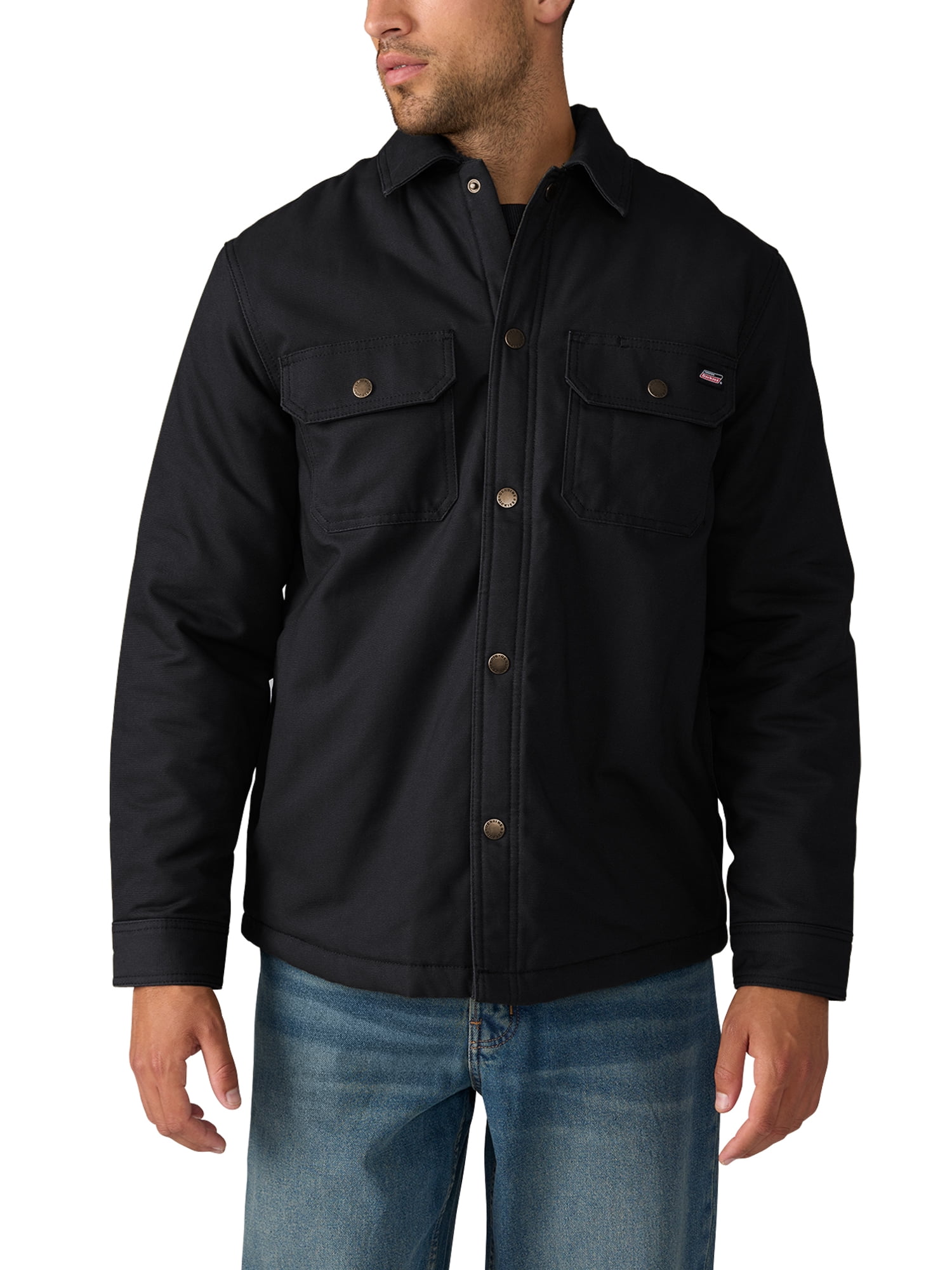 Genuine Dickies Men's Flannel Lined Canvas Shirt Jacket - Walmart.com