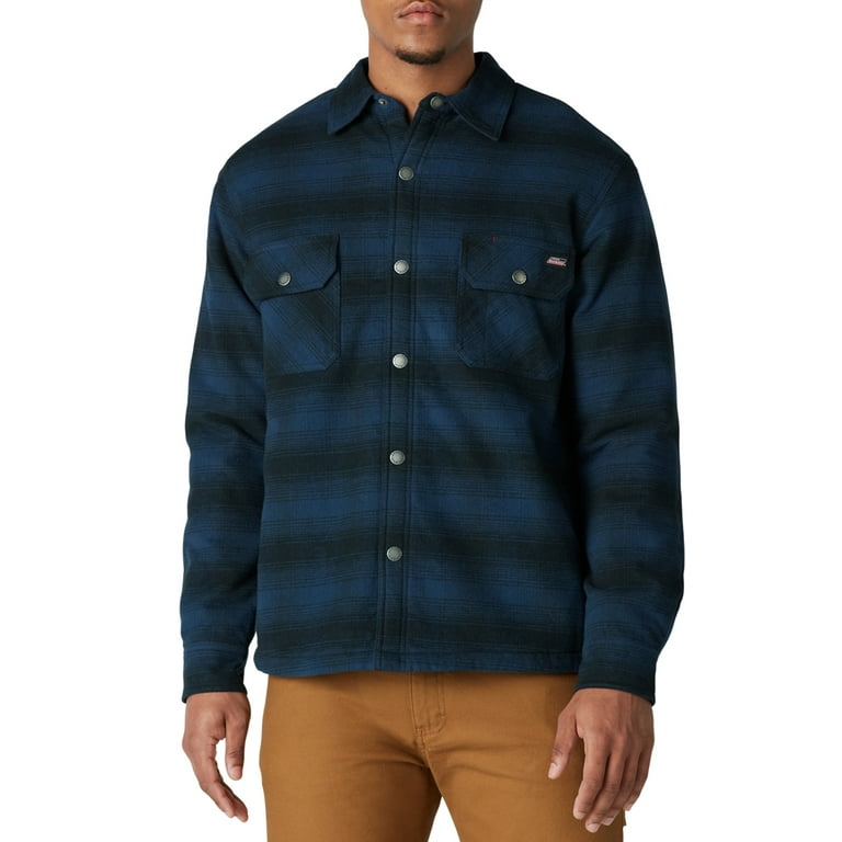 Genuine Dickies Men s HeavyWeight Flannel Shirt Jacket with Berber Sherpa Lining