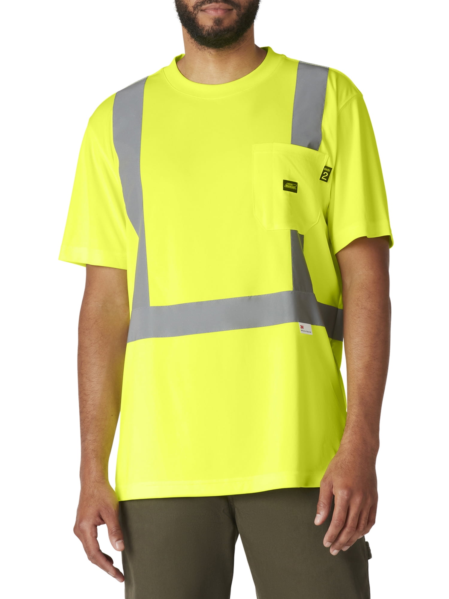 Genuine Dickies Men\'s Hi-Vis Long Sleeve Safety Tee with 3M™ Scotchlite™  Reflective Taping