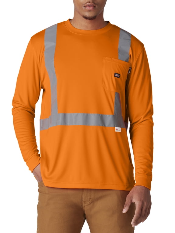 Men's Hi-Vis Long Sleeve Safety T-Shirt, Orange, Sizes M-2X