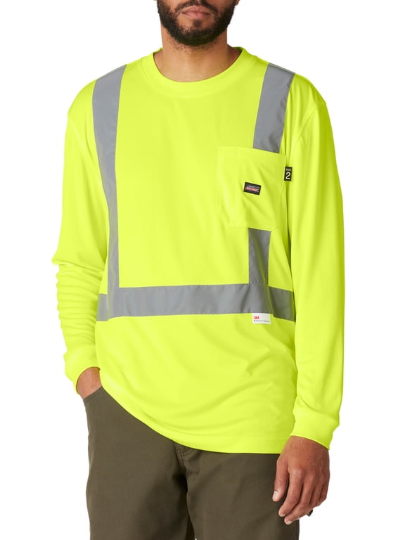 Men's Hi-Vis Workwear Long Sleeve Safety Tee with 3M Scotchlite Reflective Taping