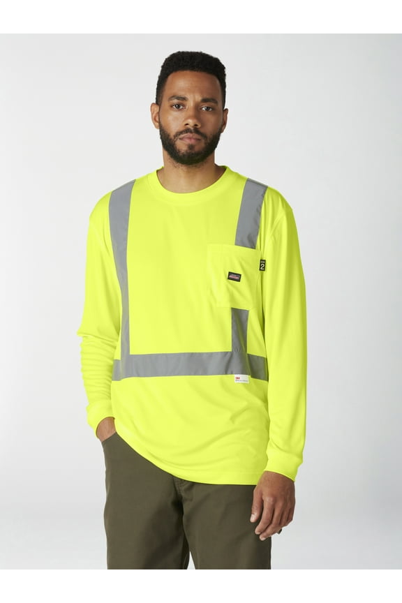 Men's Hi-Vis Workwear Long Sleeve Safety Tee with 3M Scotchlite Reflective Taping
