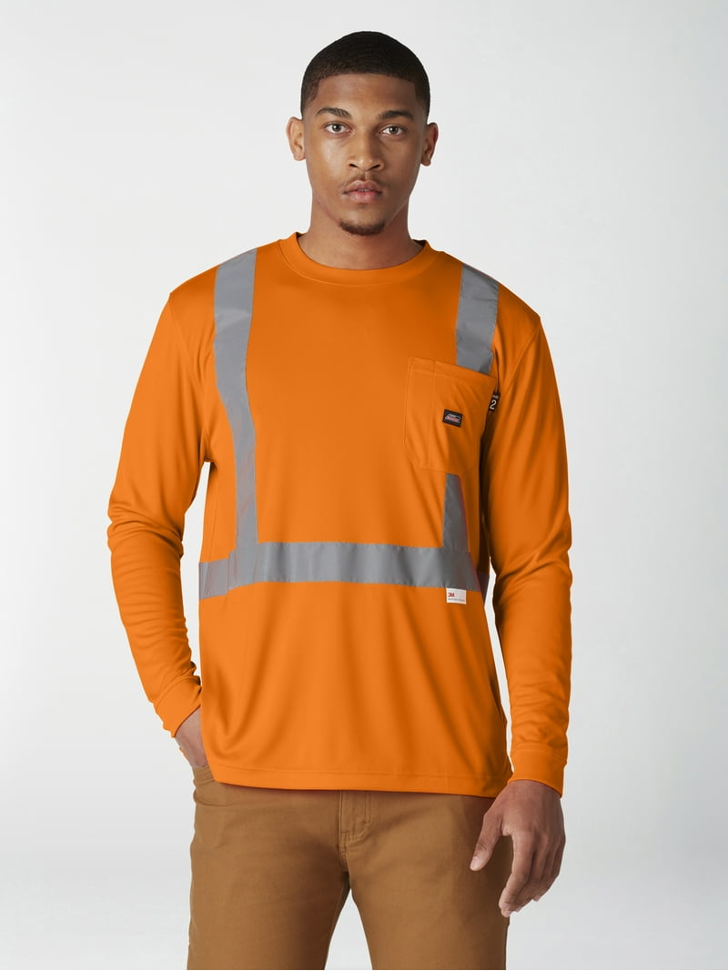 Genuine Dickies Men's Hi-Vis Long Sleeve Safety Tee with 3M