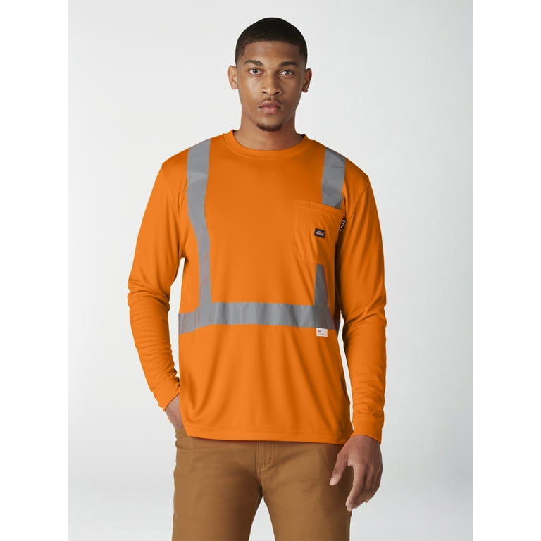 Genuine Dickies Men's Hi-Vis Long Sleeve Safety Tee with 3M