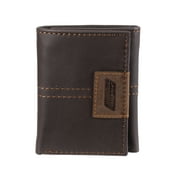 Genuine Dickies Men's RFID Genuine Leather Trifold Wallet with Interior Zipper