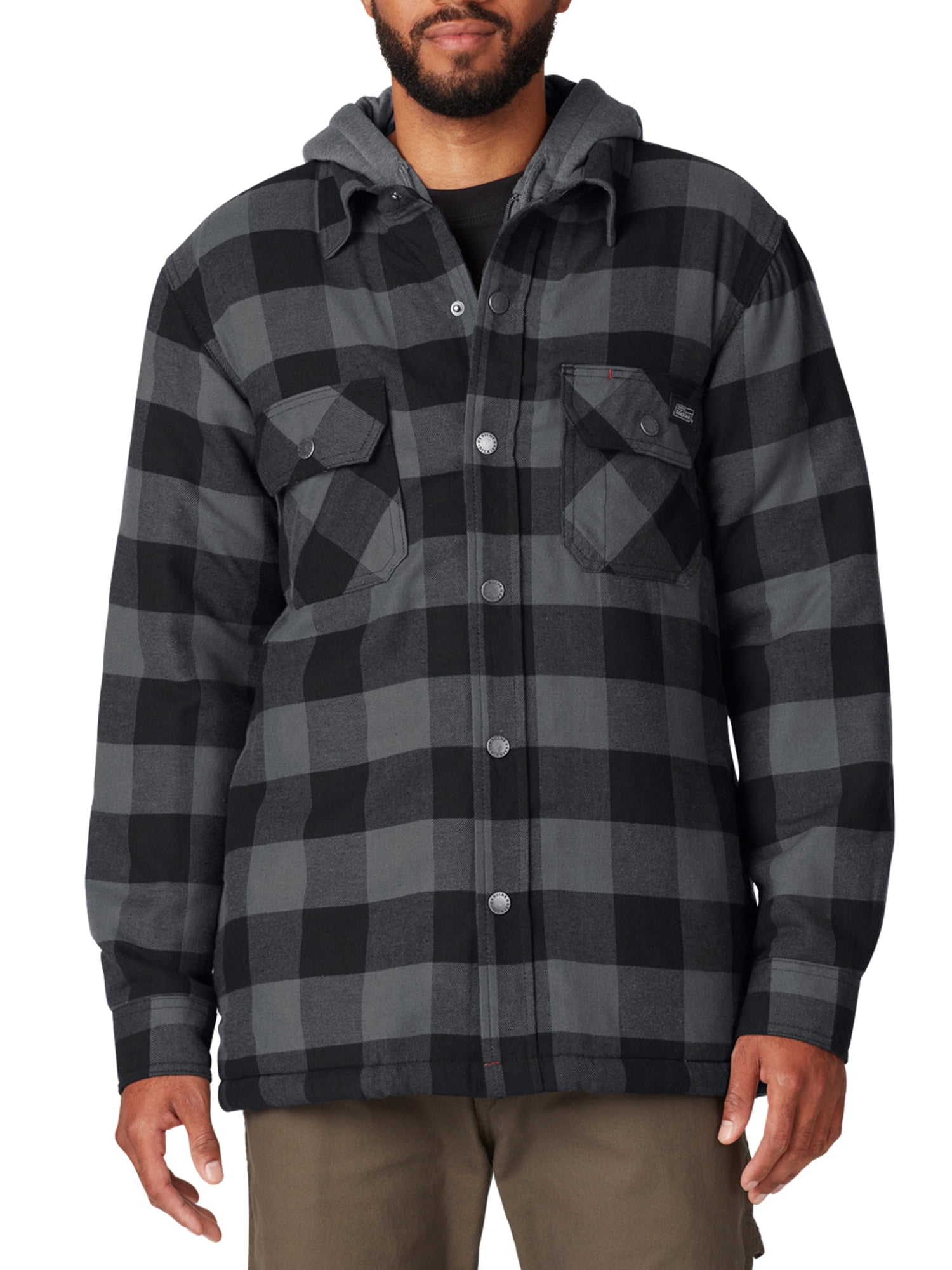 Genuine Dickies Men's Sherpa Lined Hooded Shirt Jacket   Walmart.com