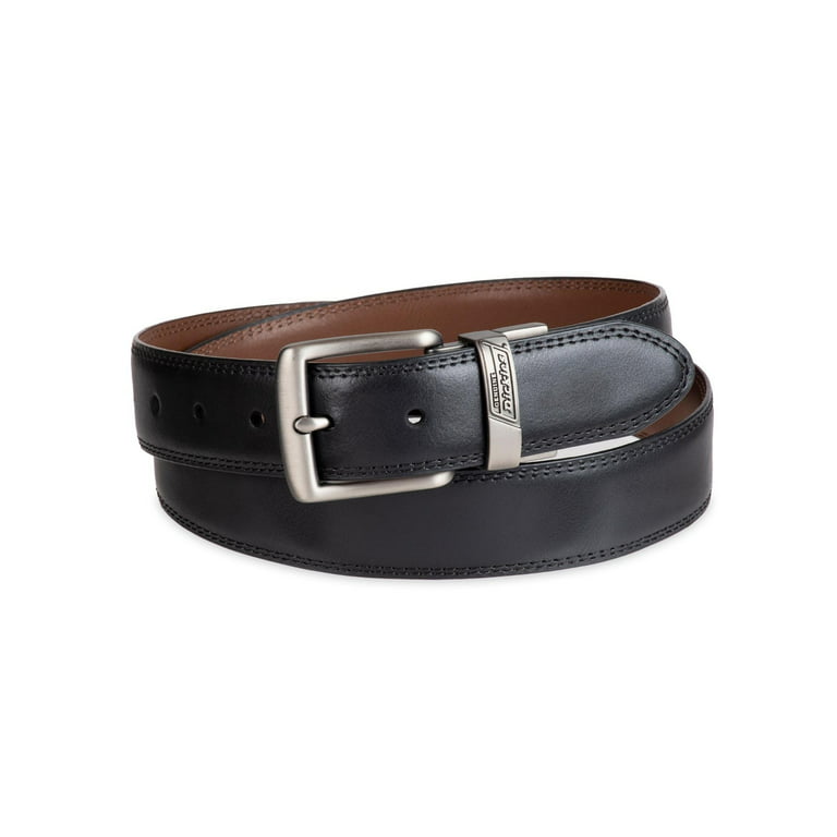 Genuine Dickies Men's Two-In-One Reversible Black to Brown Double Stitch  Belt With Big & Tall Sizes
