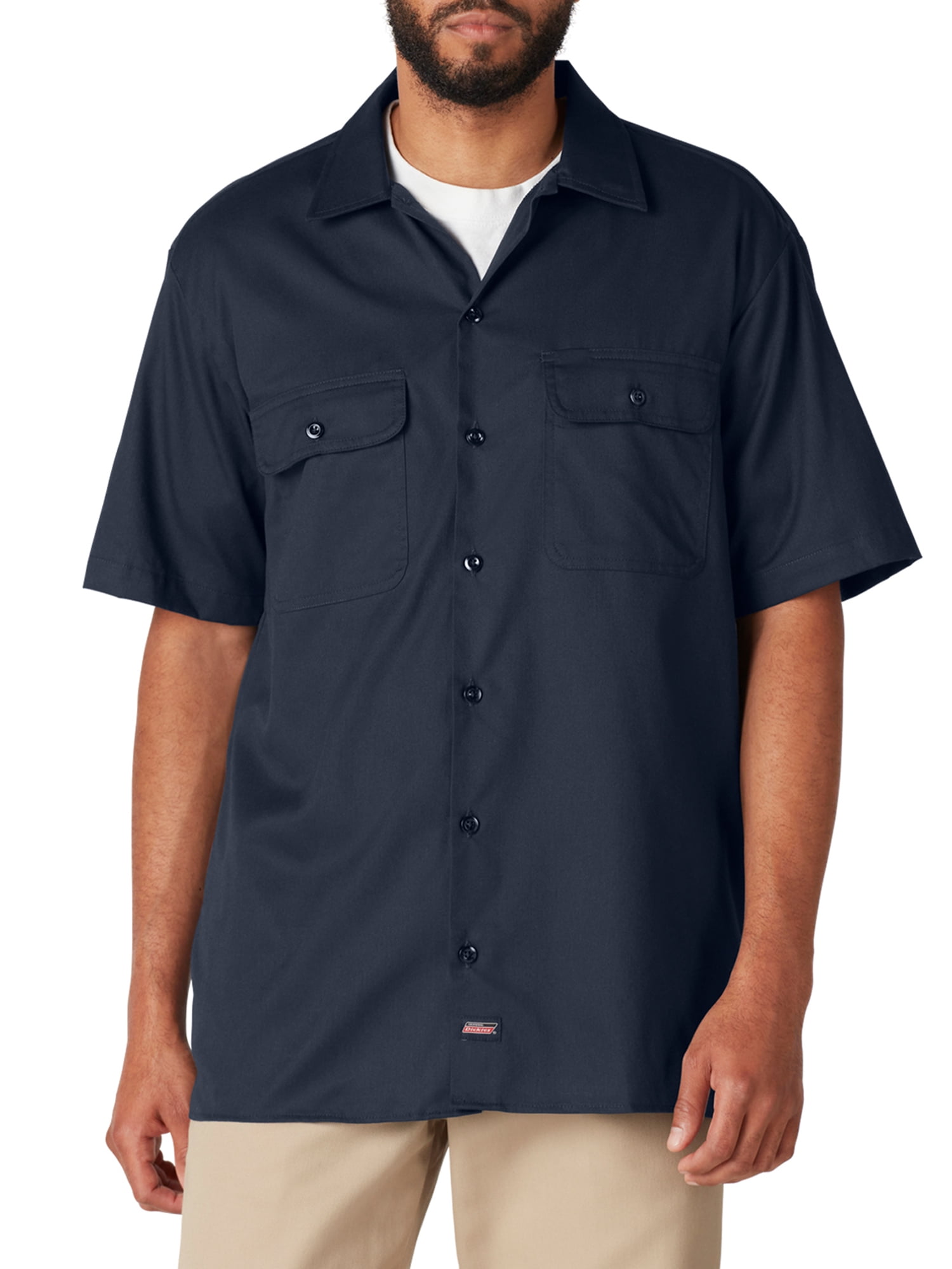 Dickies Men's Relaxed Fit Short Sleeve Collared Cotton Polyester Work Shirt - 1 Each