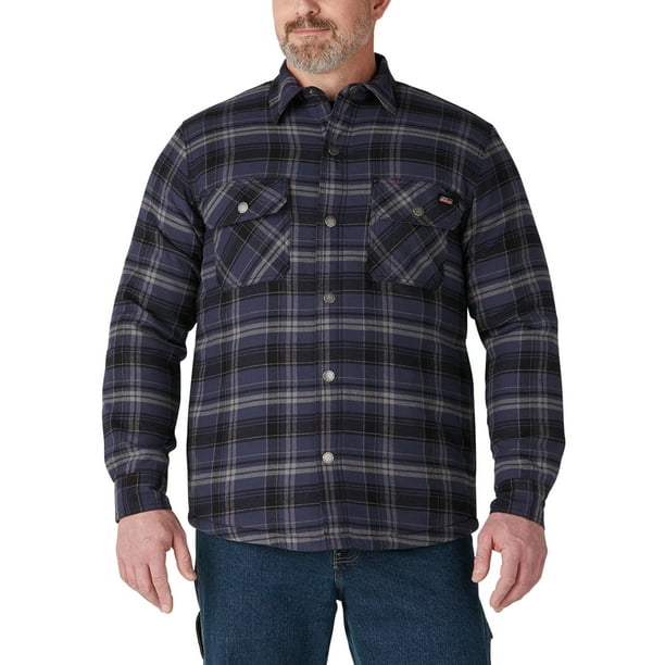 Genuine Dickies Quilted Lined Long Sleeve Flannel Shirt - Walmart.com