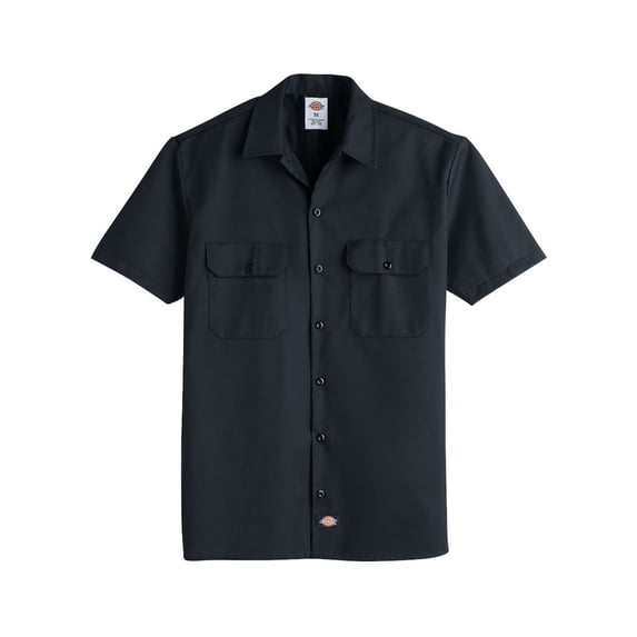 Genuine Dickies Short Sleeve Work Shirt, Black, Size 3XL