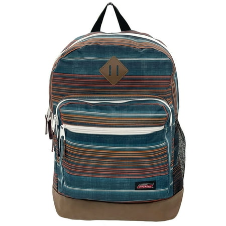 Genuine Dickies Unisex Varsity 17" Laptop Backpack Navy Brown Stripe