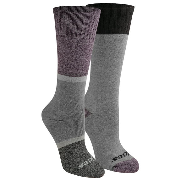 Genuine Dickies Women's Charcoal Fiber Color Block Thermal Crew Socks, 2-Pack