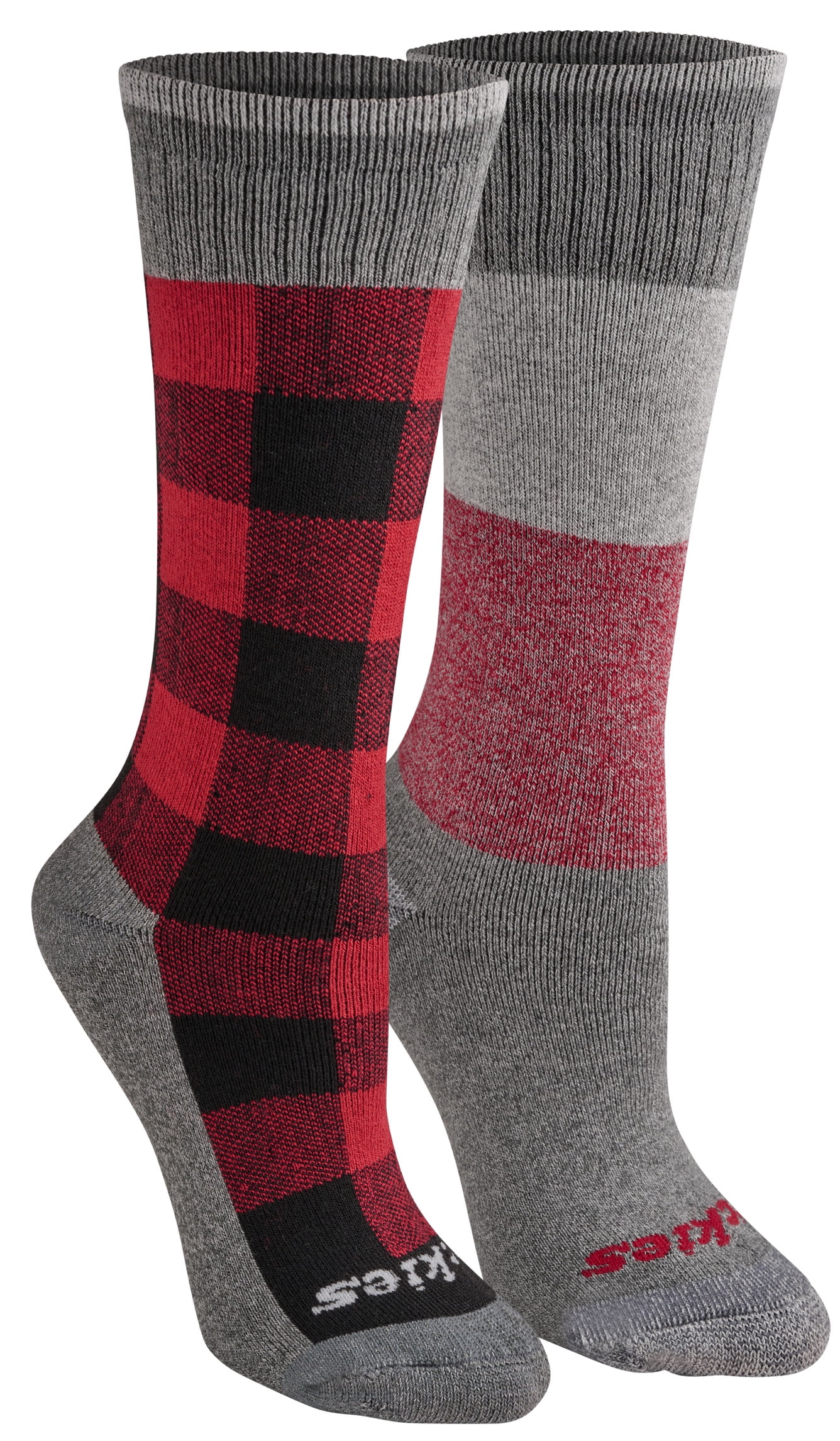 Genuine Dickies Women's Charcoal Fiber Plaid Thermal Crew Socks, 2-Pack