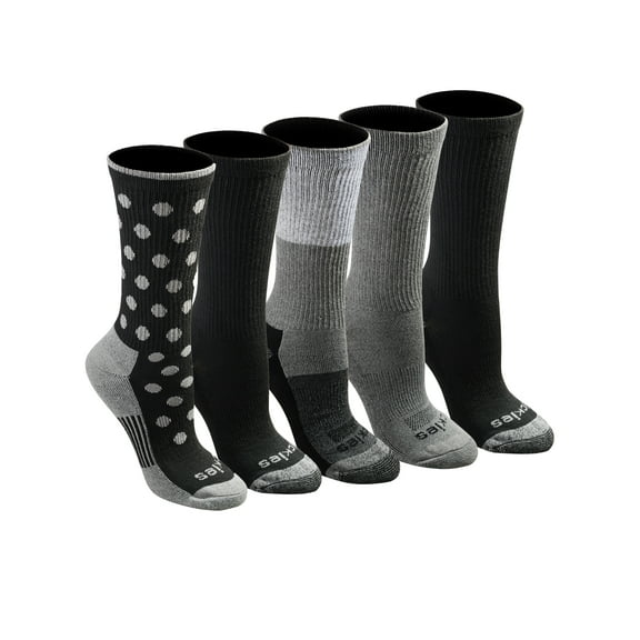 Genuine Dickies Women's Dri-Tech Dot, Color Block Asst Crew Socks, 5-Pack