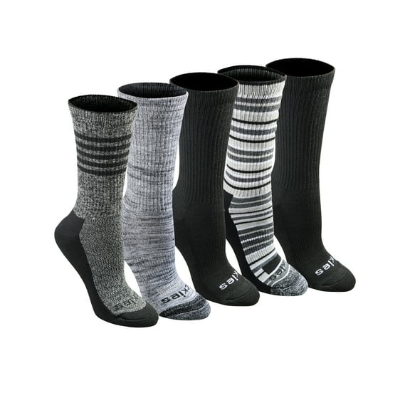 Genuine Dickies Women's Dri-Tech Striped Asst Crew Socks, 5-Pack