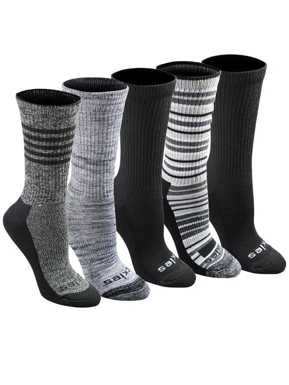 Genuine Dickies Women's Dri-Tech Striped Asst Crew Socks, 5-Pack