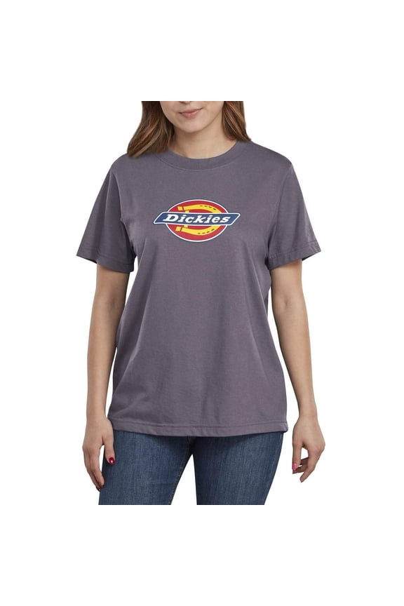 Genuine Dickies Women's Short-Sleeve Dickes Logo Crewneck T-Shirt (Purple Violet, Medium, M)