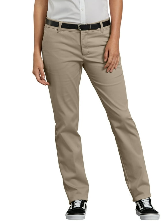 Dickies Women's Stretch Twill Straight Leg Pant, Rinsed Desert Sand, 18