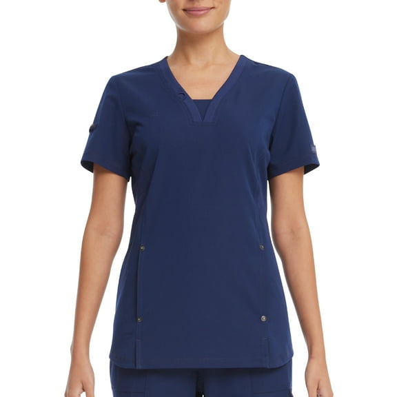 Genuine Dickies Women’s Stretch Twill V-Neck Rib-Knit Trim Scrub Top, WM12T914