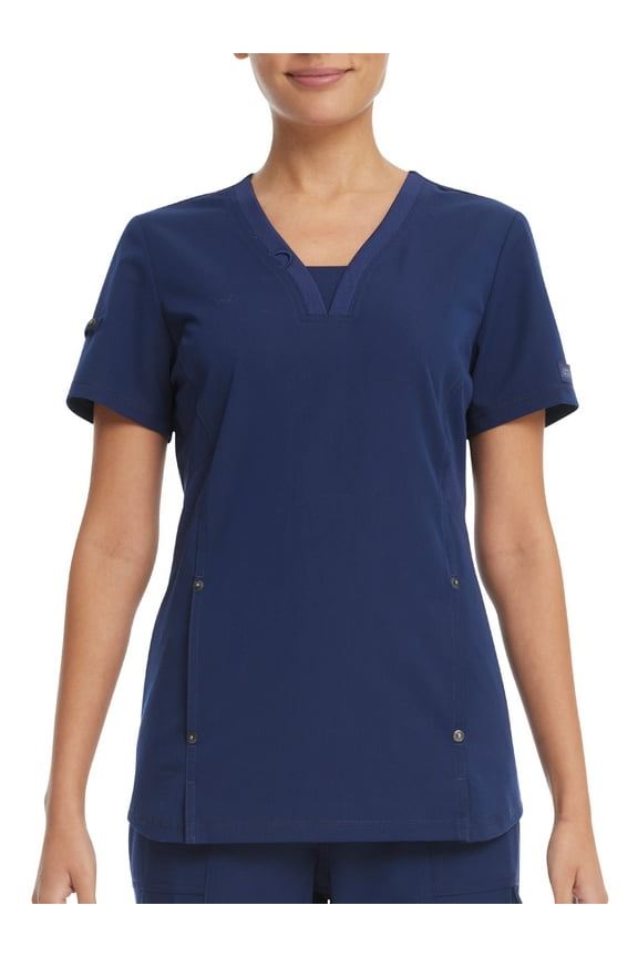 Women’s Stretch Twill V-Neck Rib-Knit Trim Scrub Top, WM12T914