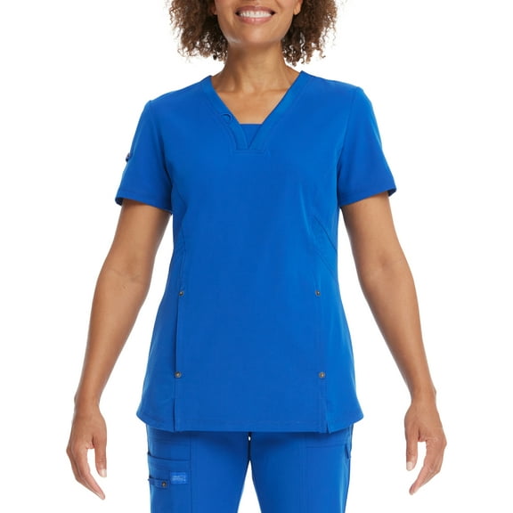 Genuine Dickies Women’s Stretch Twill V-Neck Rib-Knit Trim Scrub Top, WM12T914