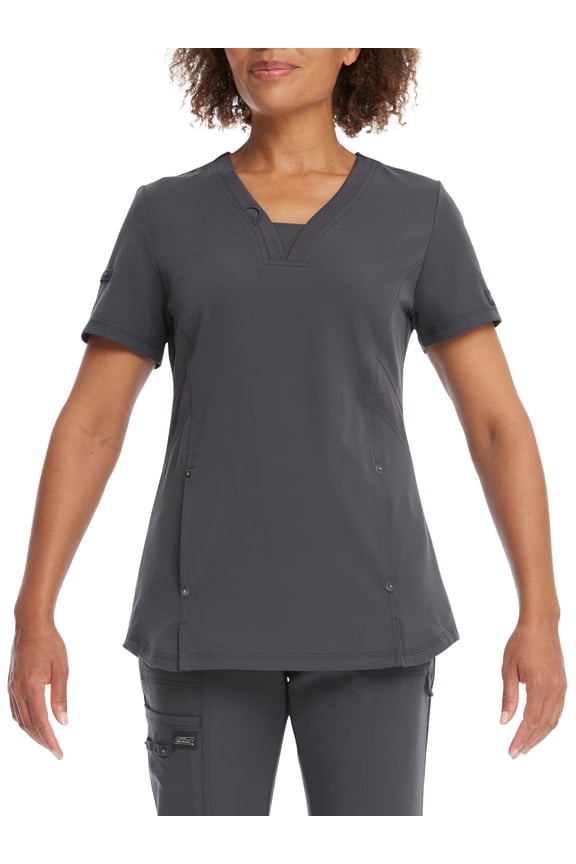 Women’s Stretch Twill V-Neck Rib-Knit Trim Scrub Top, WM12T914